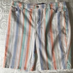Gloria Vanderbilt Multicolored Striped Denim Shorts